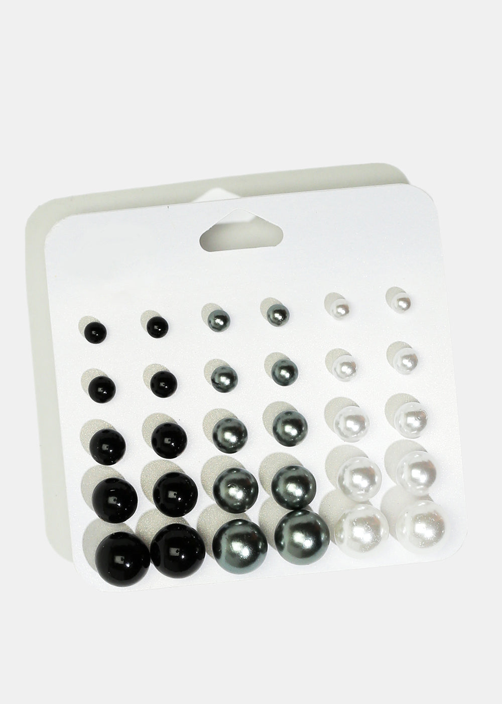 15-Pair Multi-Size Pearl Stud Earrings