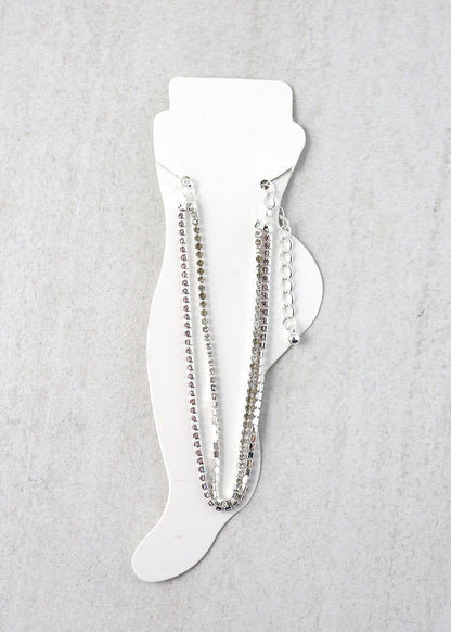 2-Layered Rhinestone Anklet