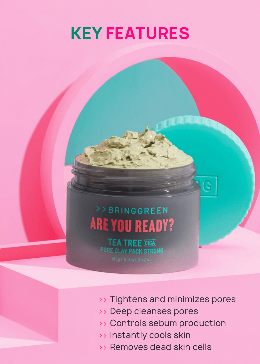 BRINGGREEN Tea Tree Cica Pore Clay Pack Strong 100g