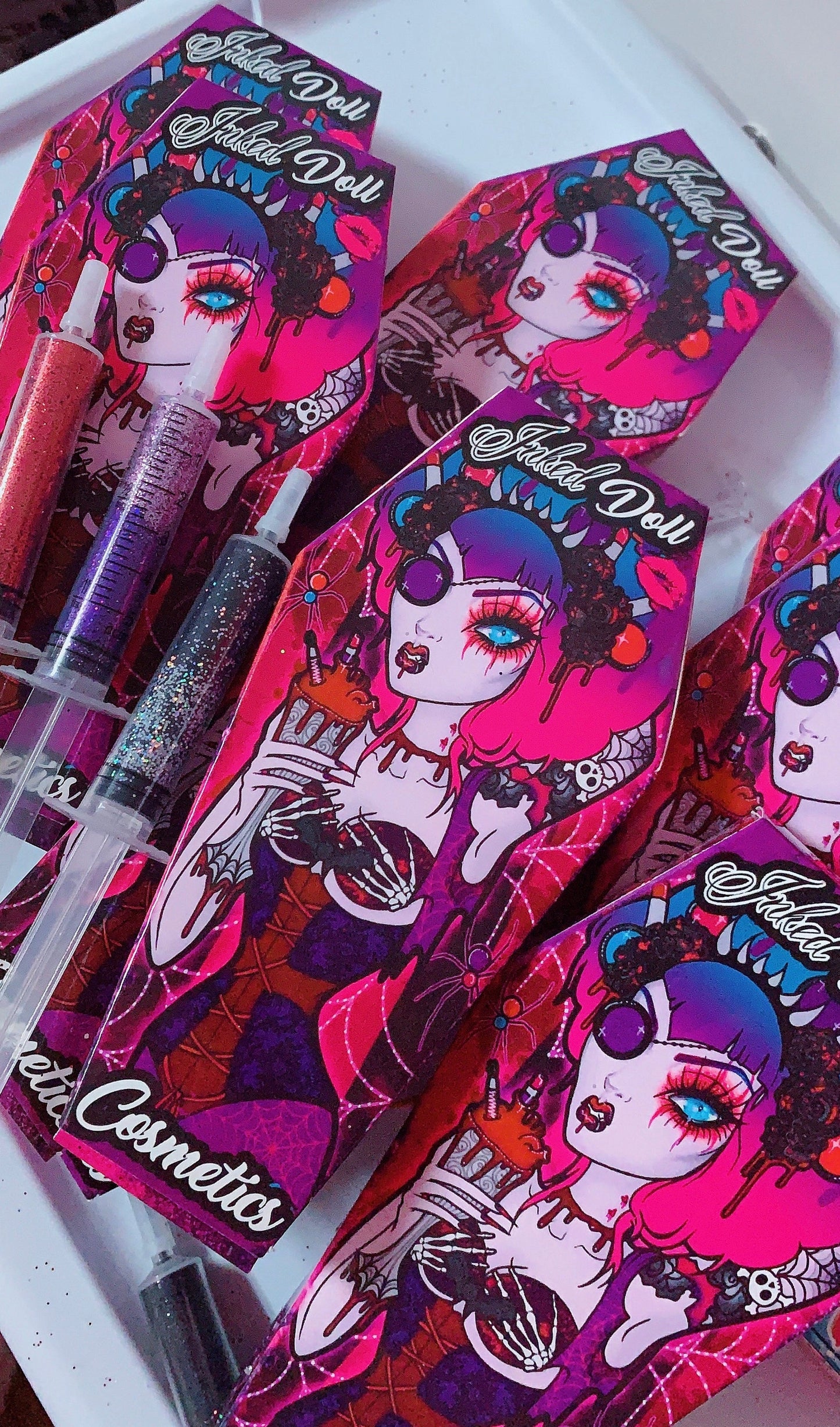 Inked Doll Cosmetics - Spooktacular *GLITTER SYRINGE* Coffin Collection