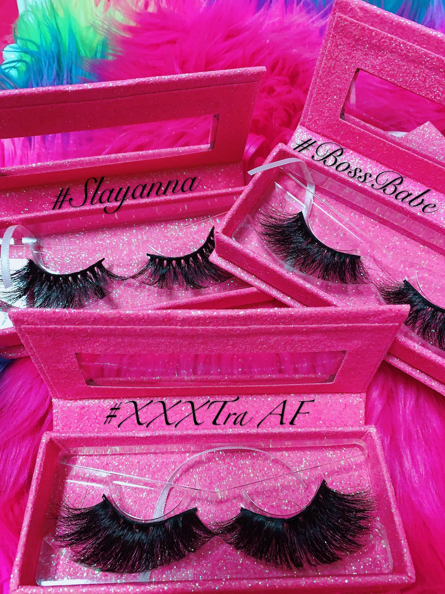 Inked Doll Cosmetics - #BOSSBABE 5D DreamDoll-LUXE Lash *PINK GLITTER* Glam Magnetic Case