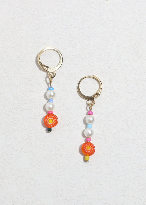 Colorful Pearl & Bead Dangle Earrings