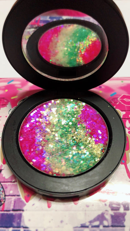 Inked Doll Cosmetics - *EDC (Electric Daisy Festival)* Metallic/Iridescent Duo Pressed Glitter!