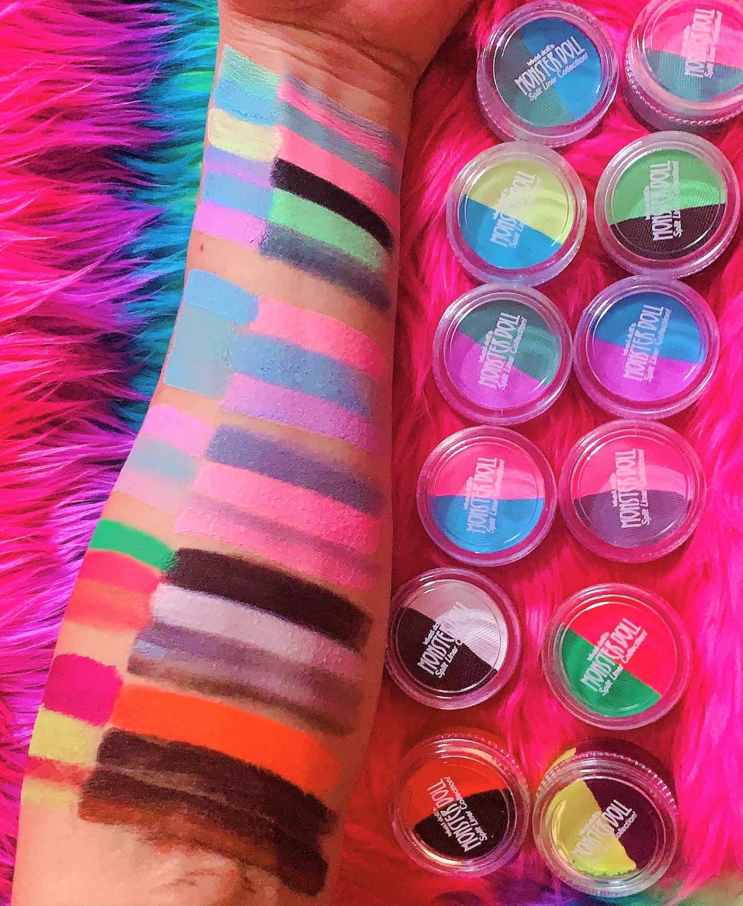 Inked Doll Cosmetics - (HUGE!) Monster Doll ROCHELLE GOYLE *UV Neon Pastel* SPLIT LINER/FACE/BODY PAINT!