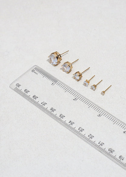 Classic Cubic Zirconia Stud Earrings - Gold