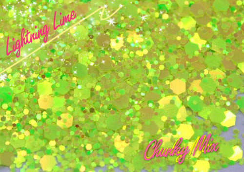 Inked Doll Cosmetics - LIGHTNING LIME *UV*Chunky Glamdoll Glitter
