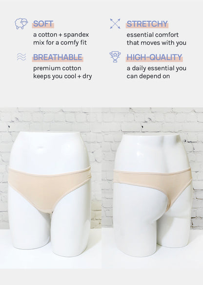 Her. Cotton Stretch Thong - Nude