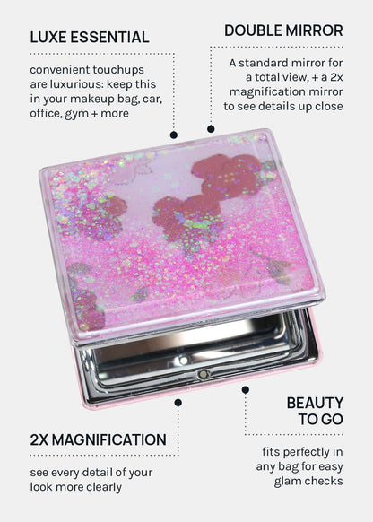 AOA Pro Double-Sided Compact Mirror – Glitter Bloom