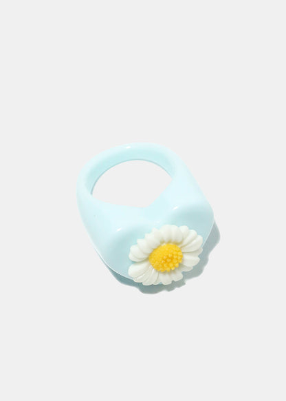 Flower on Heart Resin Ring
