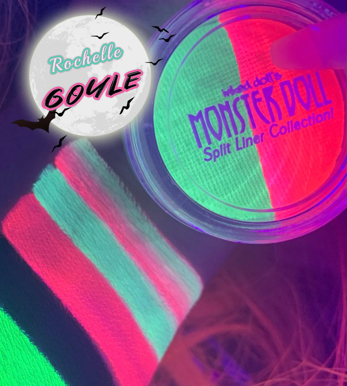 Inked Doll Cosmetics - (HUGE!) Monster Doll ROCHELLE GOYLE *UV Neon Pastel* SPLIT LINER/FACE/BODY PAINT!