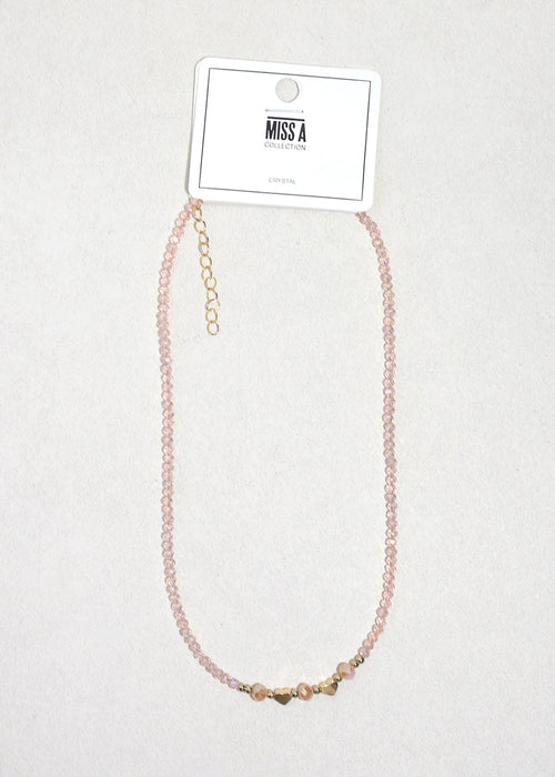 Blush Heart Glow Beaded Necklace