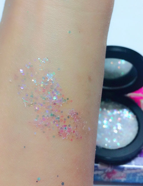 Inked Doll Cosmetics - "SNOWFLAKE !" Single Pressed Glitter Palette